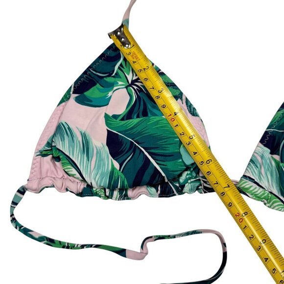 Tropical Print Swim Suit Sz. M Top & Bikini Bottom Pink Green Reversible Beach - Picture 5 of 10